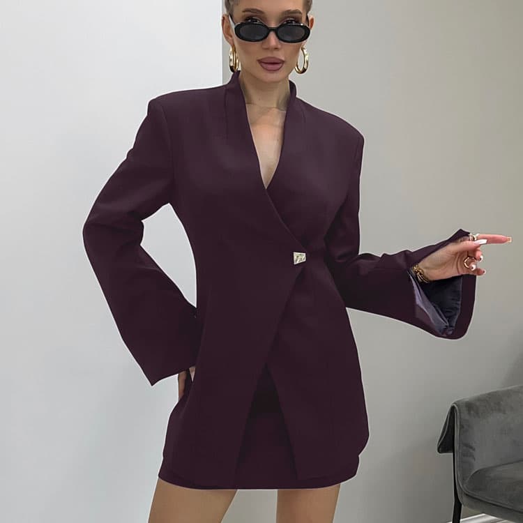 Long Sleeve blazer Custom logo Solid Color Work Suit Wholesale Simple Professional Skirt Factory Direct
