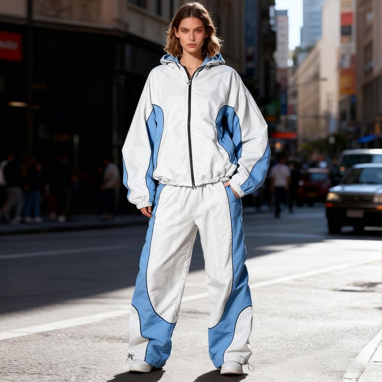 Wenshuo Loose Drawstring Tracksuit Set Wholesale Long Sleeve Hooded Coat Custom logo Men Casual Tracksuit Set Factory Direct