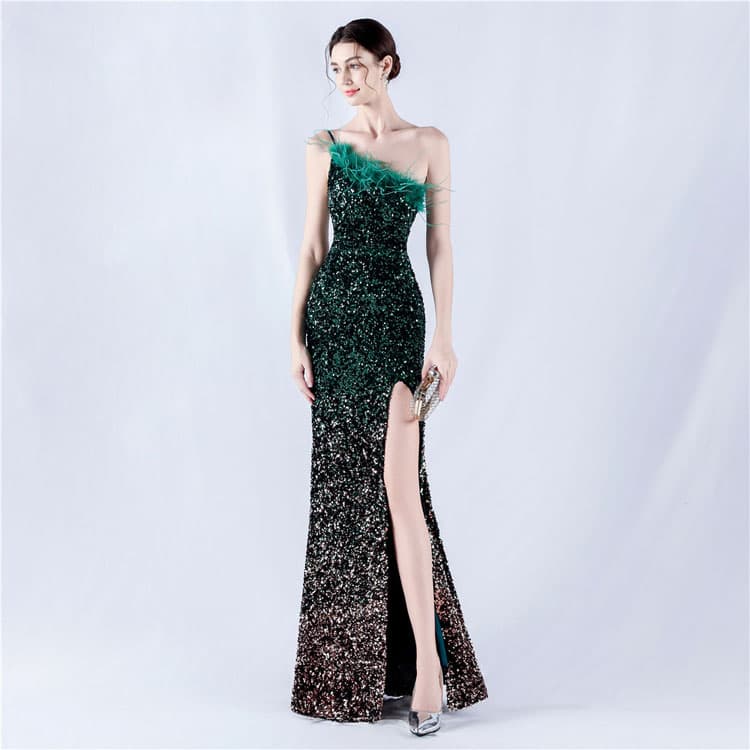 Fluffy Fishtail Skirt Custom logo Sexy slip Evening Dress Directly Sequined Long Skirt Wholesale