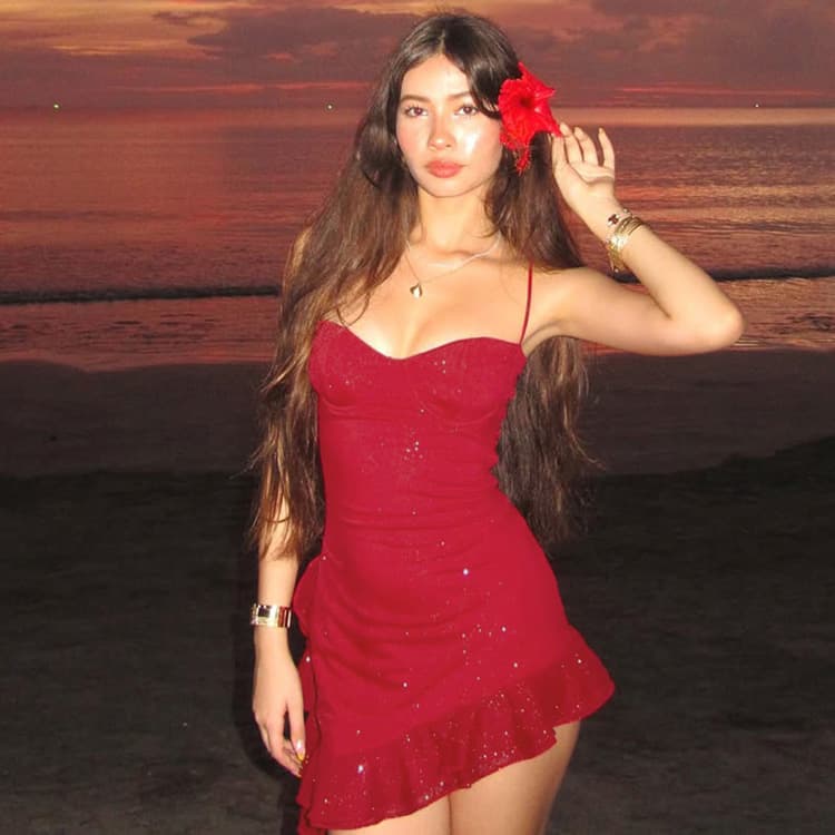 Sexy slip Dress Wholesale Sparkling Ruffle Skirt Custom logo Pleated Club Skirt Factory Direct