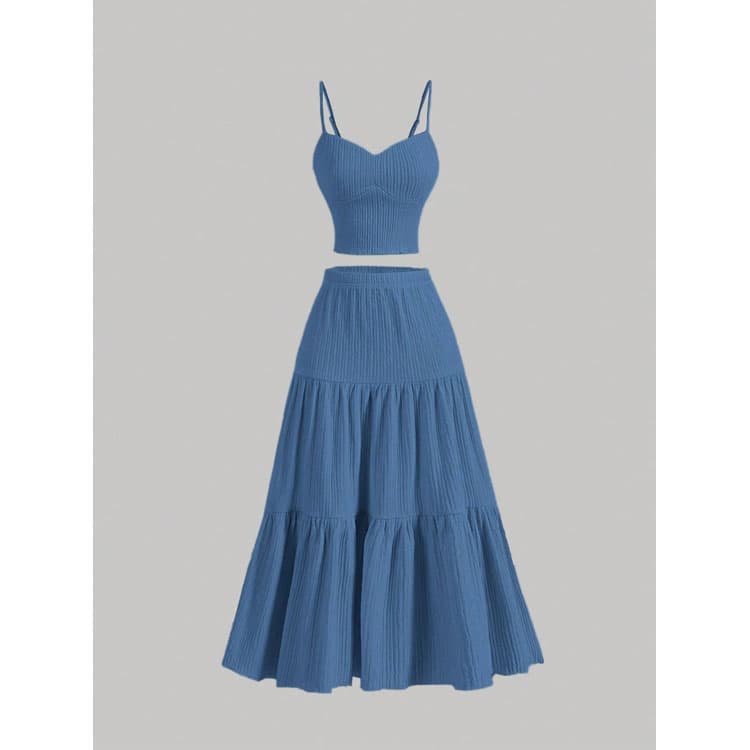 Solid Color slip Skirt Custom logo Pleated Casual Long Skirt Wholesale Ruffled Beach Skirt Factory Directly