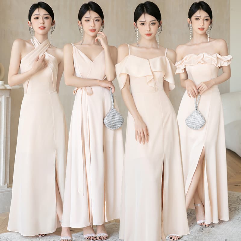 Satin Bridesmaid Dresses Custom logo Coming of Age Ceremony Dress Factory Directly Fluffy Long Host Dress Wholesale