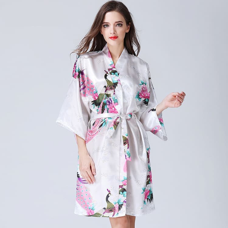 Fashion Emulationsilk Pajamas Wholesale Printed Soft Pajamas Custom logo V Neck Belted Pajamas Factory Direct