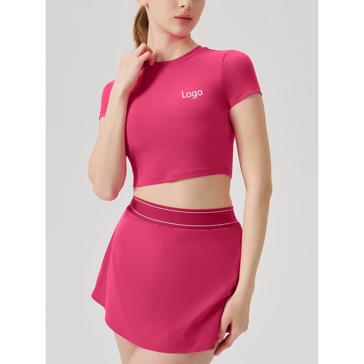 75% Nylon 25% Spandex Nude Feel Workout Set Custom Logo Women Two Piece Tennis Dress Activewear
