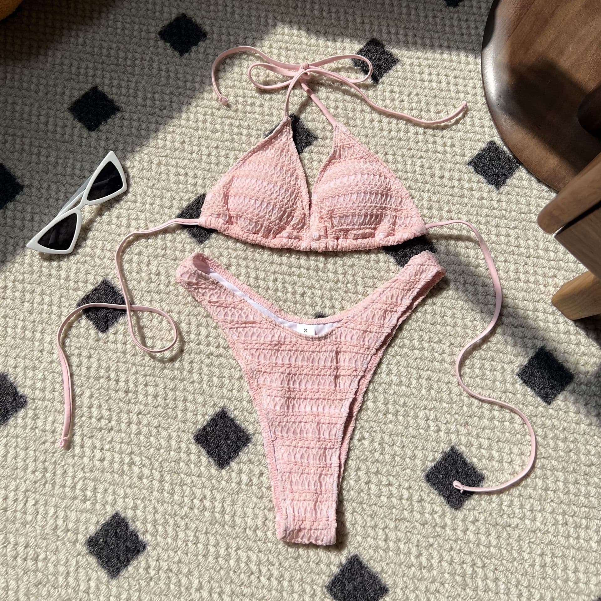 Candy Color Lace Sexy 2 Piece Bikini 2025 High Quality Thong Fashionable Sexy Simple Swimwear