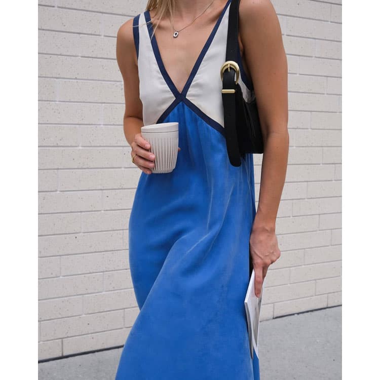 V Neck Sleeveless Dress Custom logo Simple Swing Dress Wholesale Soft Loose Long Dress Factory Directly