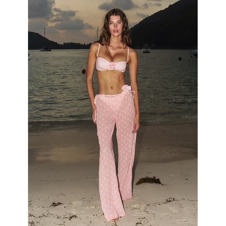 Pink Seaside Bikini Set Ins Hawaii Beach Swimwear 2025 Sexy Fashion Luxury Swimwear with Pants
