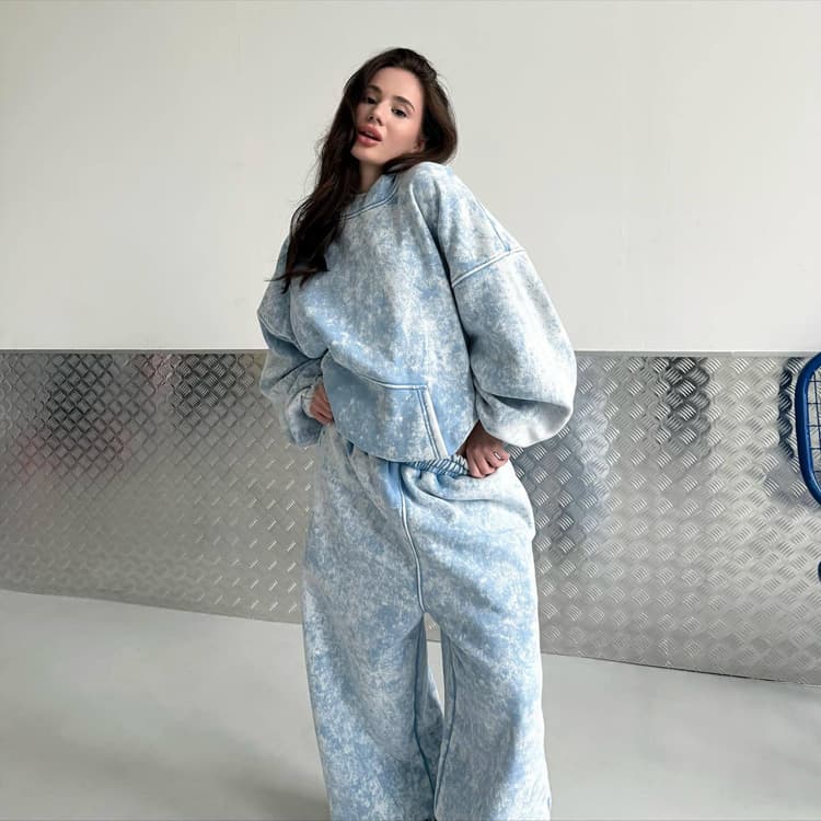 Wenshuo Washed Distressed Coat Wholesale Stylish Winter Tracksuit Custom logo Loose Tracksuit Factory Direct
