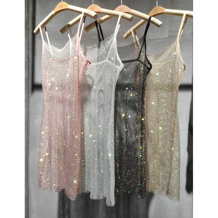 Sexy slip Dress Wholesale Mesh Mini Skirt Custom logo Sheer Shimmering Skirt Factory Direct