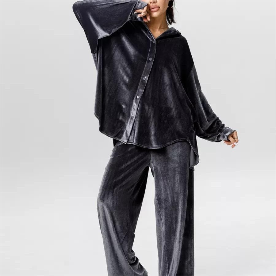 Button Solid Color Sportswear Manufacturer 2025 New Velvet Sweatshirt Factory Directly Soft Drawstring Trousers Wholesale