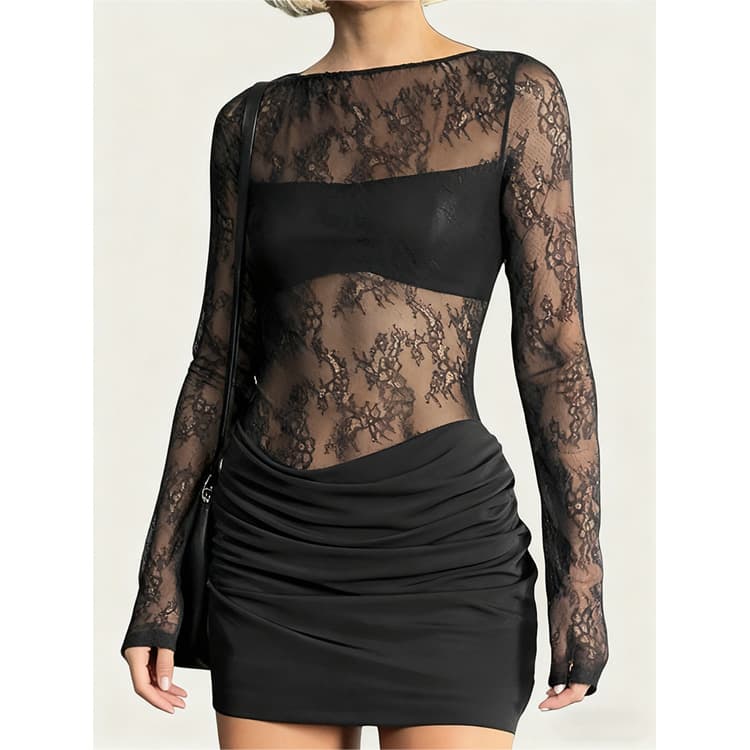 Sexy Lace Mini Skirt Wholesale Backless See Through Skirt Custom logo Solid Color Skirt Factory Direct