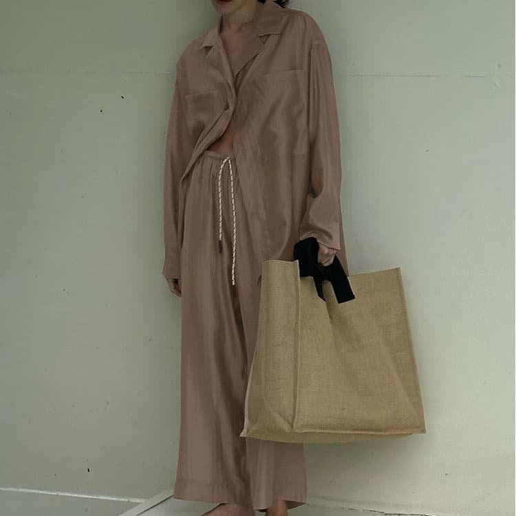 Solid Color Casual Suit Wholesale Loop Collar Loose Jacket Custom logo Simple Drawstring Trousers Factory Direct
