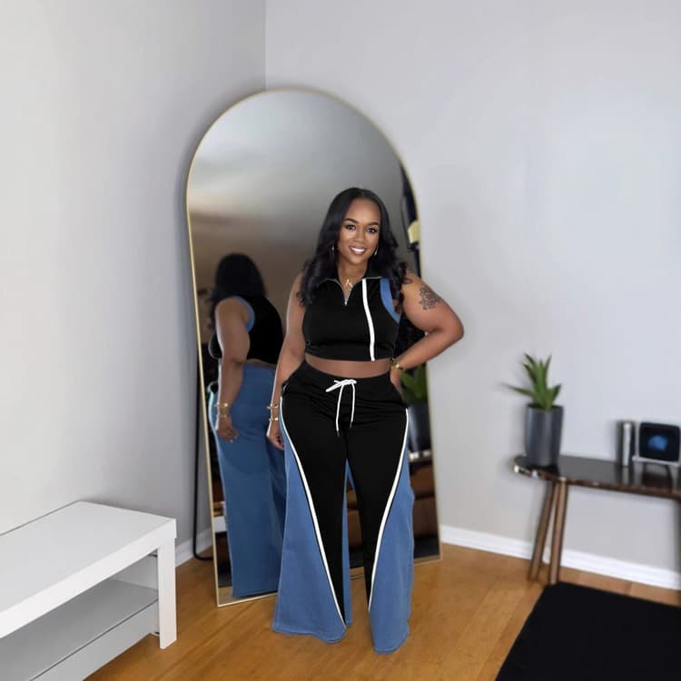 Wenshuo Sleeveless Crop Top Wholesale Drawstring Trousers Custom logo Casual Stylish Tracksuit Factory Direct