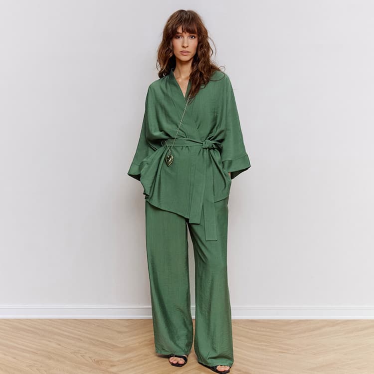 Rayon V Neck Pajamas Wholesale Solid Color Soft Pajamas Custom logo Long Belted Pajamas Factory Direct