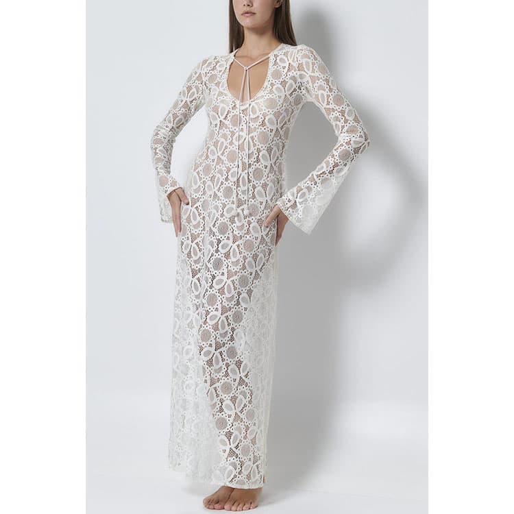 Hollow Knitted Skirt Custom logo Deep V Sexy Long Skirt Directly Loose Transparent Casual Skirt Wholesale