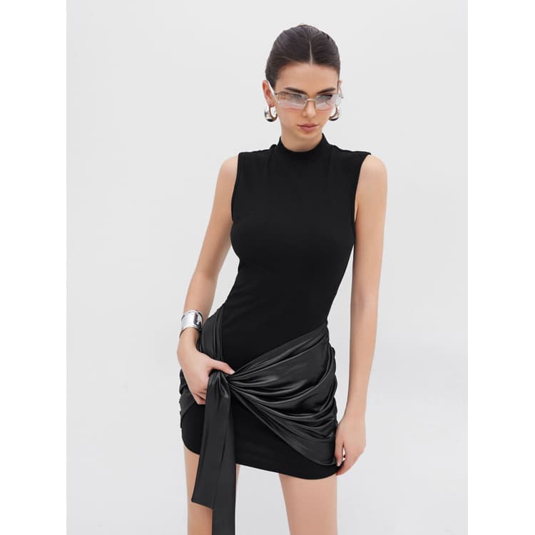 Fashion Bandage Dress Wholesale Sleeveless Round Neck Dress Custom logo Slim Fit Mini Skirt Factory Direct
