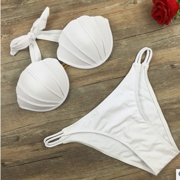New Sexy Sling Digital Print Color Shell Bikini Swimsuit