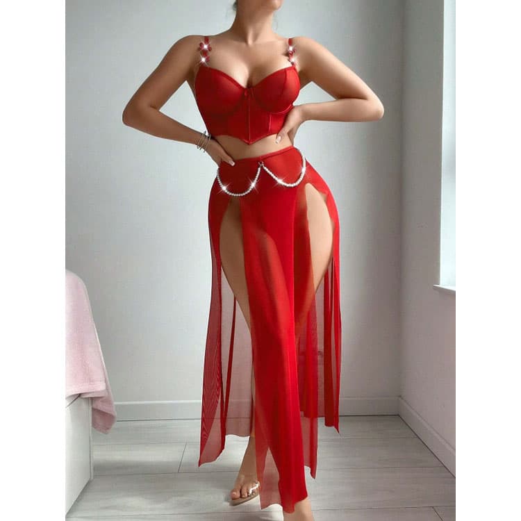 Pearl Flower Sexy Lingerie Wholesale Cute Push up Bra Custom logo Sexy slip Lingerie Factory Direct