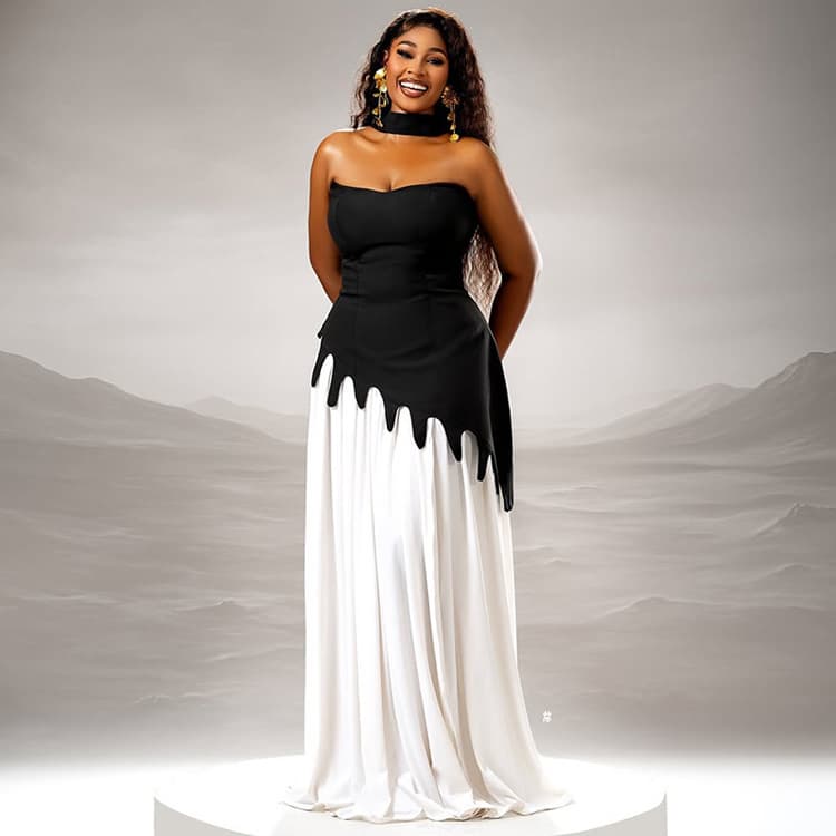Stylish Asymmetrical Dress Wholesale Simple Strapless Dress Custom logo Breathable Maxi Dress Factory Direct