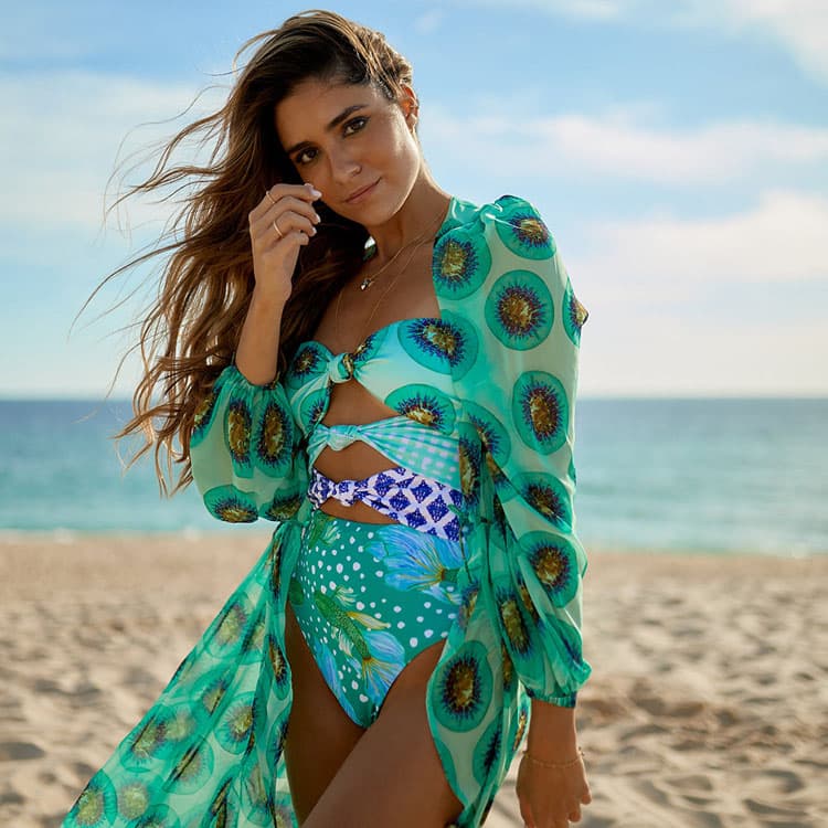 New One Piece Swimsuit Tube Top Bikini Sexy Hollow Swimwear for Women