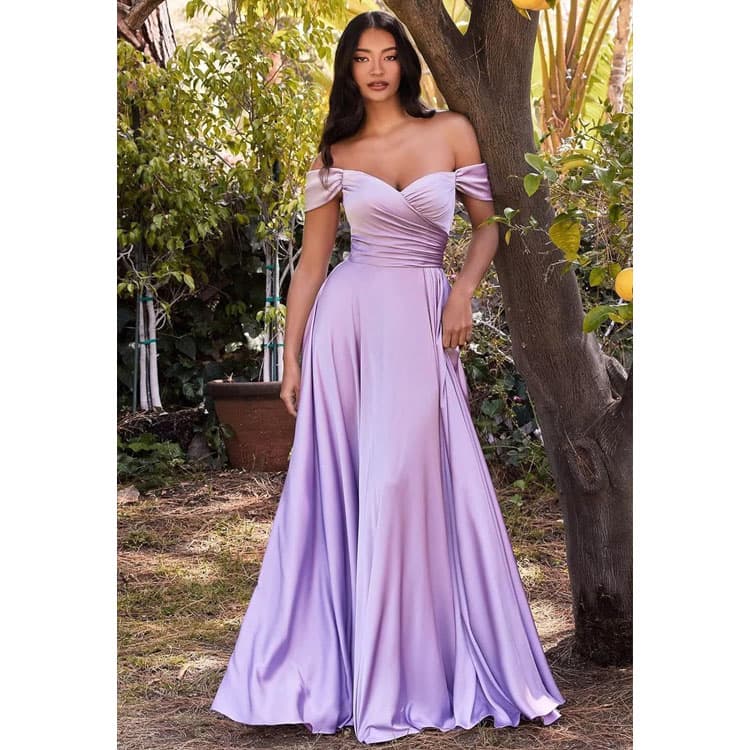 Off the Shoulder Evening Dress Custom logo Satin Evening Dress Factory Directly Solid Color Long Dress Wholesale