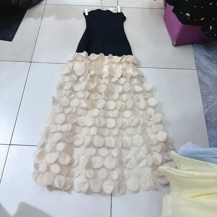 Wenshuo Casual Mesh Dress Wholesale Stylish Strapless Dress Custom logo Floral Maxi Dress Factory Direct