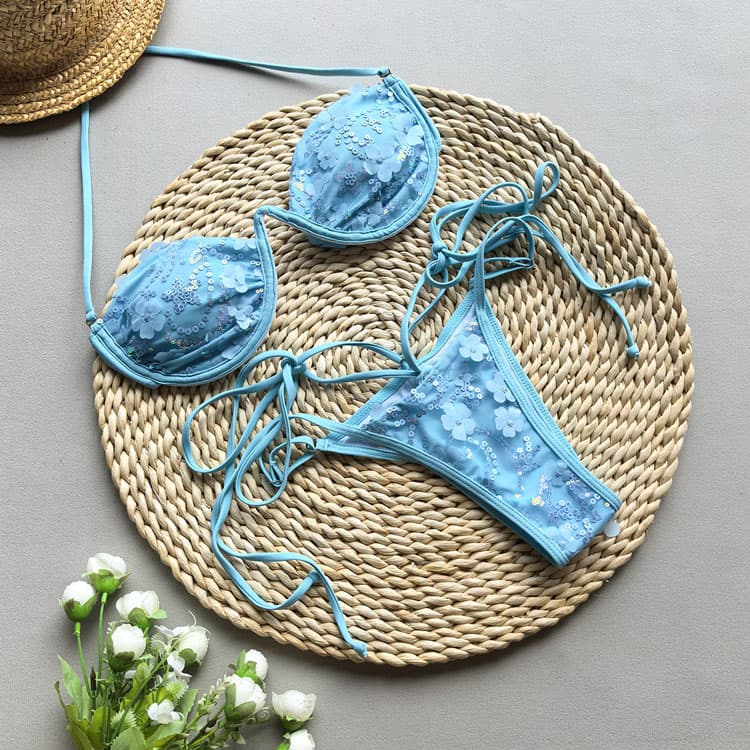 Sexy Cute Sequin Thong Bikini 2025 New Fashion Luxury High Quality Swimsuit Suit Beach Hot Spring Suit