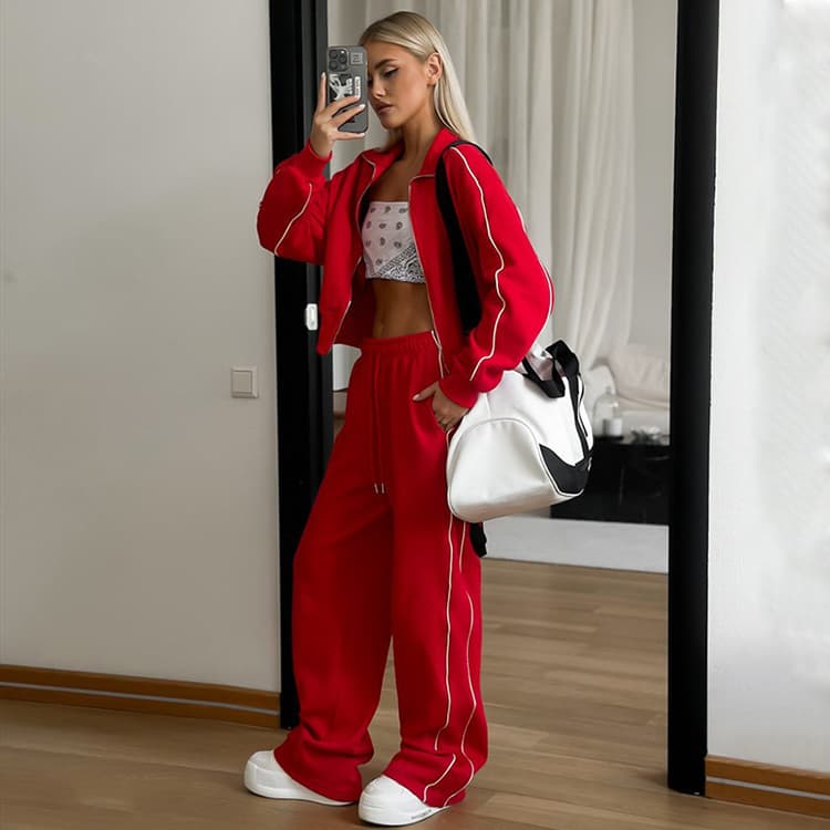 2 Piece Women Loose Trousers 2025 Custom Logo Training Sport Wear Sexy Outfit Suit