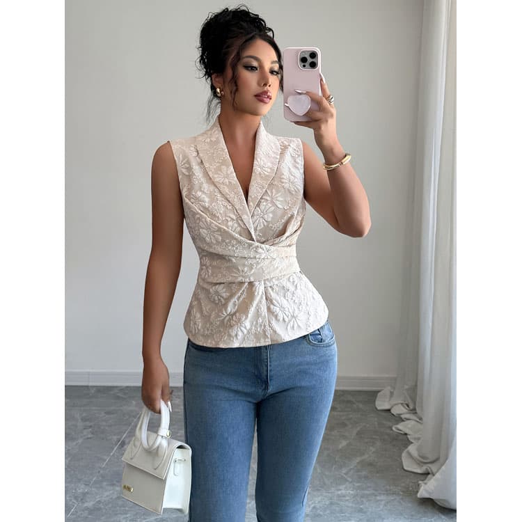 Women Floral Vest Wholesale Simple Design Set Custom logo Sleeveless Fashion Top Factory Direct