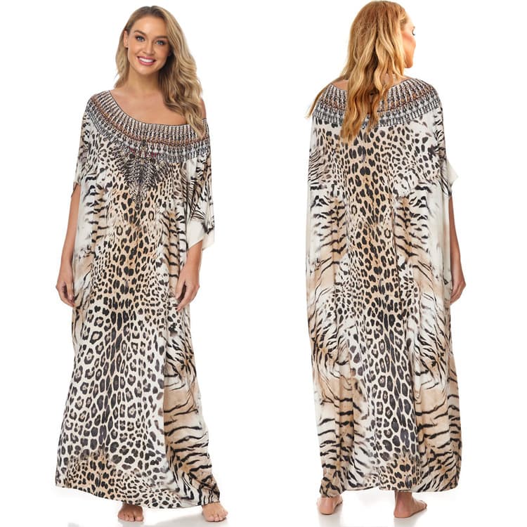 Beach Cover up Leopard Print Robe Holiday Dress Bikini Cover ups