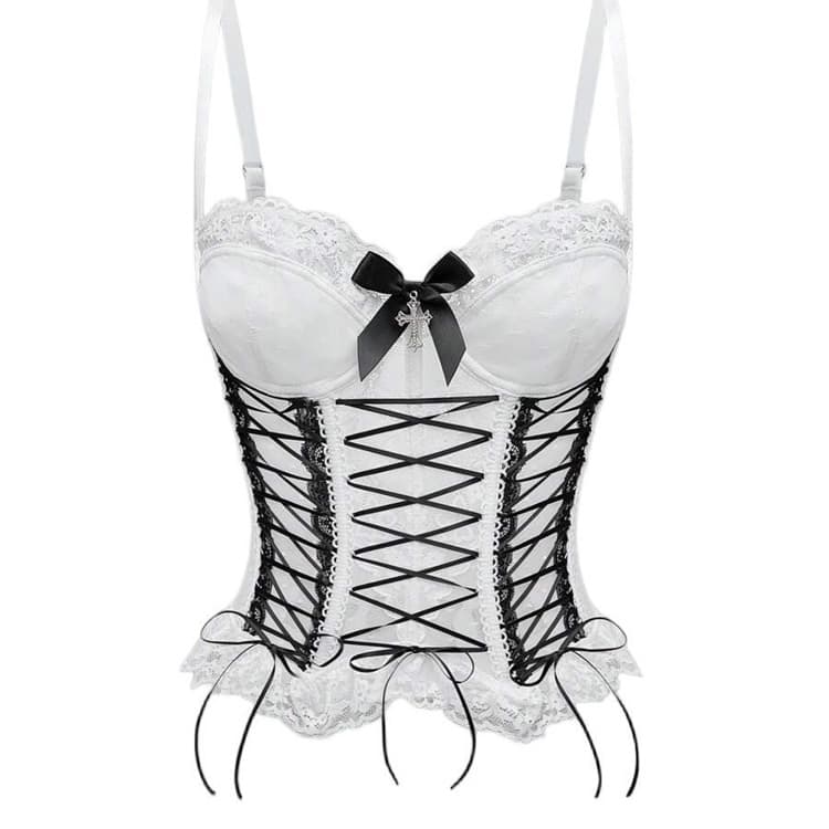 Wenshuo Ribbon Corset Wholesale Lace Bow Lingerie Custom logo Sexy Camisole Bra Factory Direct