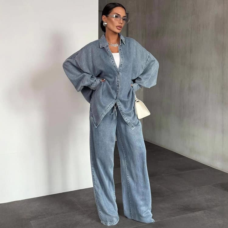 Wenshuo Solid Color Top Wholesale Drawstring Trousers Custom logo Simple Casual Women Set Factory Direct
