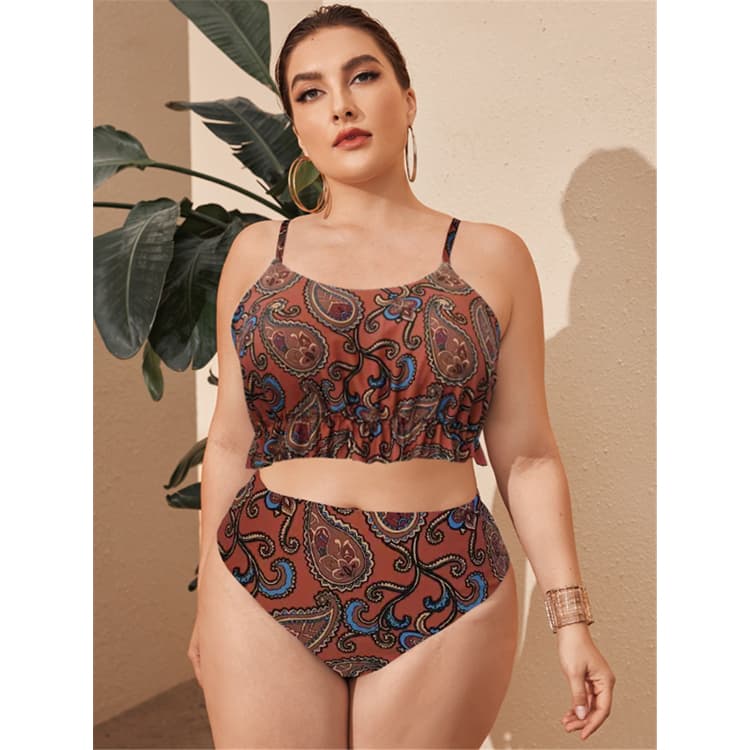 High Quality New Plus Size Swimwear Sexy Women Bathing Suit High Waist Retro Bikini Set