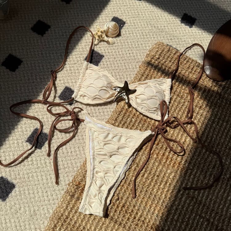 Wholesale Special Fabric Cute Ins Beachwear Hawaiian Bikini 2 Piece Set 2025 New Design Luxury Swimwear