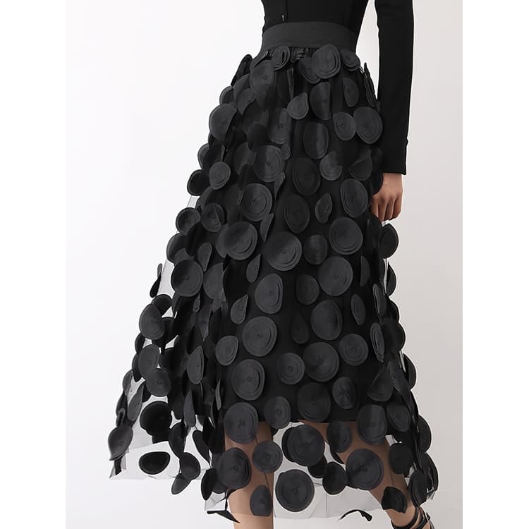Wholesale 3D Circle Skirt Solid Color Mesh Skirt with Lining Fashionable Skirt