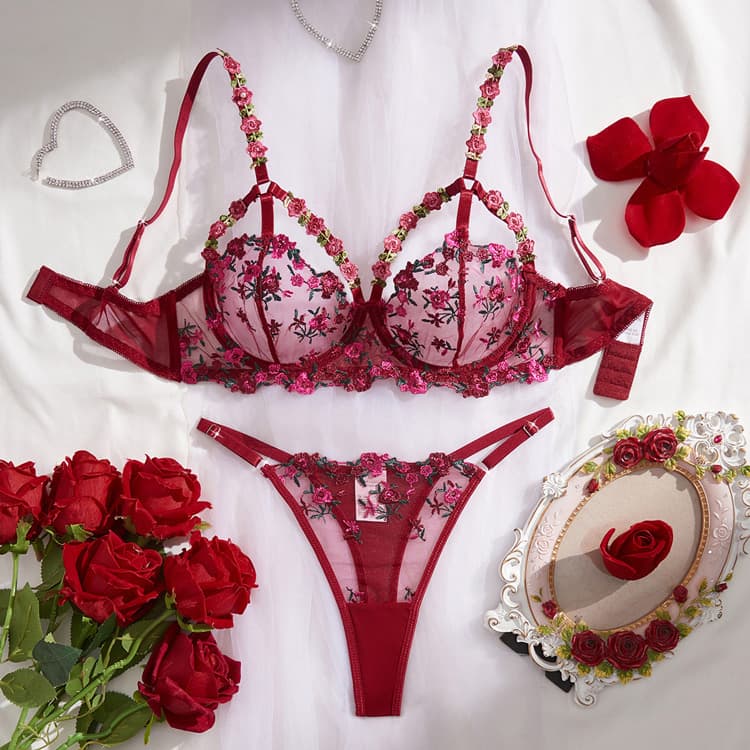 Wenshuo Floral Ribbon Lingerie Wholesale Mesh Sexy Lingerie Custom logo See Through Lingerie Factory Direct