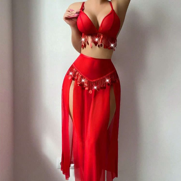 Wholesale Tassel Sequined Lingerie Cute Mesh Lingerie with Custom logo Sexy slip Lingerie Factory Direct