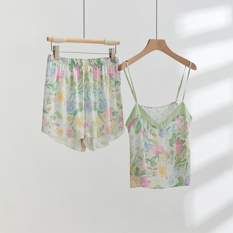 Printed Simple Pajamas Wholesale Casual Camisole Loungewear Custom logo Soft Casual Pajamas Factory Direct