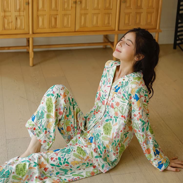 Bamboo Fiber Pajamas Wholesale Printed Loungewear Custom logo Soft and Casual Sleepwear Factory Direct