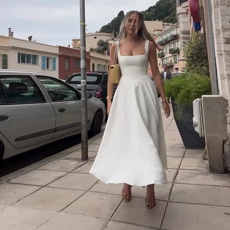 Strapless square Neck Dress Wholesale Simple Solid Color Dress Factory Direct Fashion Maxi Dress Custom logo
