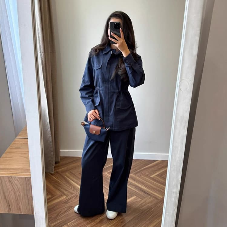 Wenshuo Drawstring Pocket Top Wholesale Solid Color Trousers Custom logo Simple Workwear Set Factory Direct