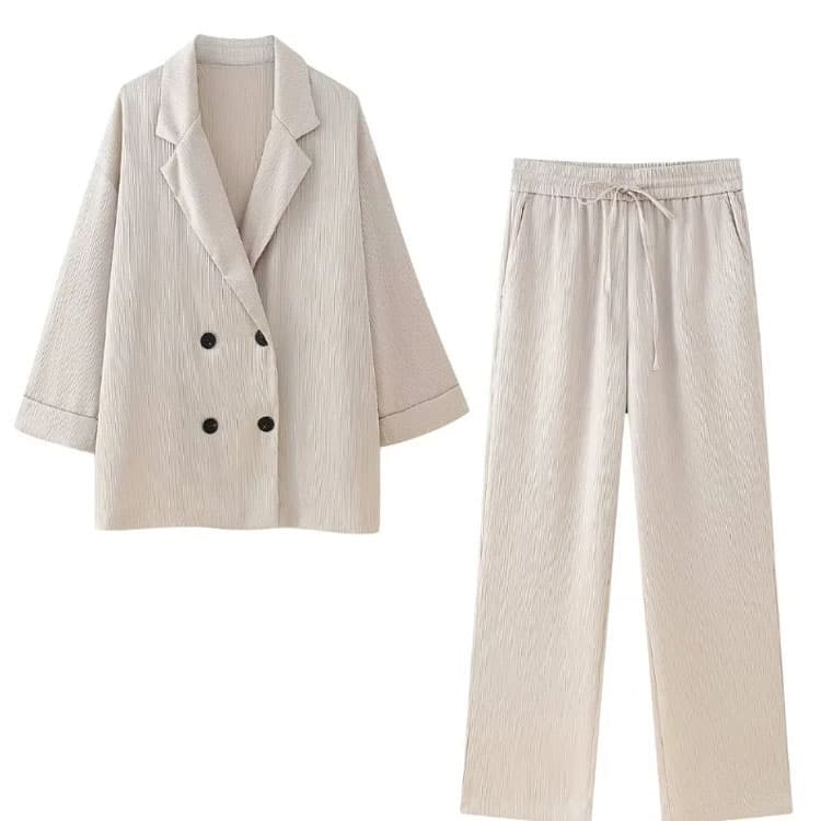 Lapel Loose Suit Custom logo Button Shirt Suit Factory Directly Loose Trousers Women Suit Wholesale