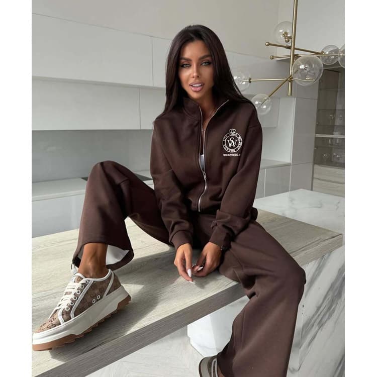Printed Tracksuit Wholesale Stylish Hooded Jacket Custom logo Loose Drawstring Trousers Factory Direct