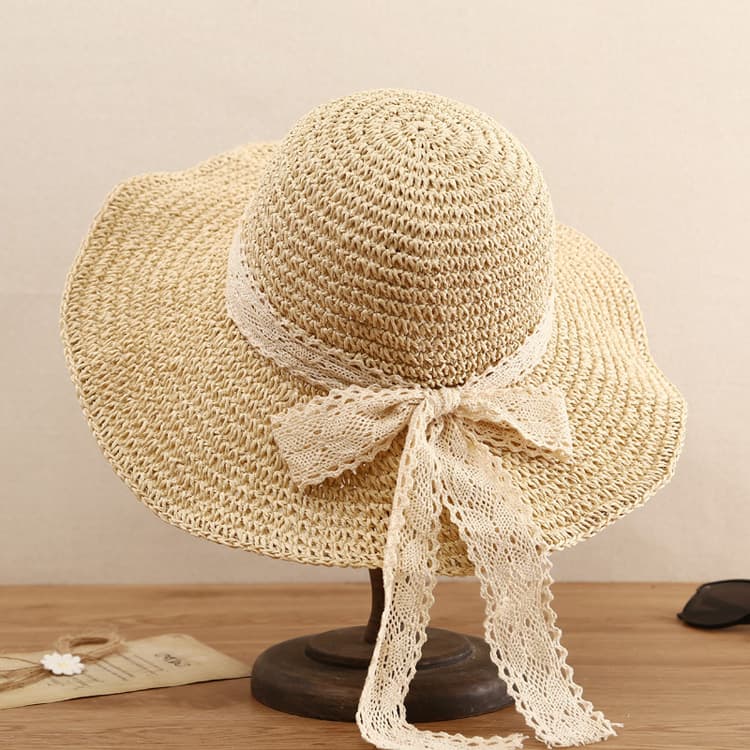 Summer Hot Factory Price Wholesale Big Brim Foldable Sun Hat for Women Straw Hats Beach Hat