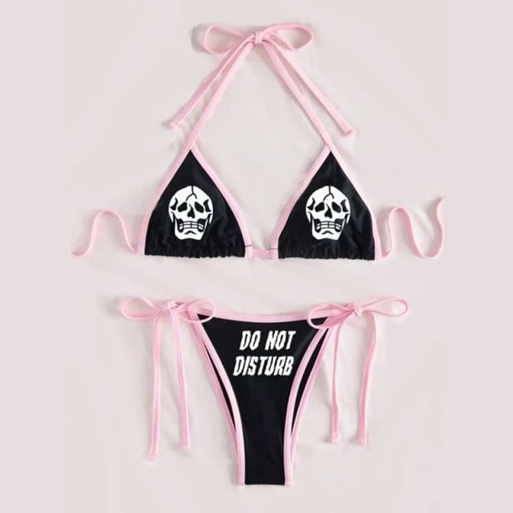 New Style Funny Skull Printing Bikini Set Women Swimwear Beachwear Two Piece Swimsuit