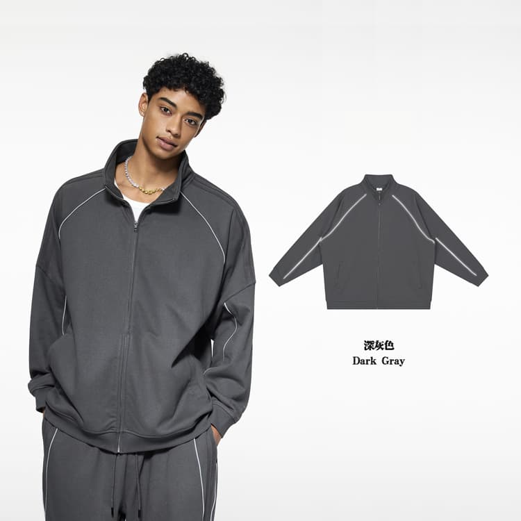 Wenshuo Simple Solid Color Tracksuit Set Wholesale Stylish Long Sleeve Coat Custom logo Men Winter Tracksuit Set Factory Direct