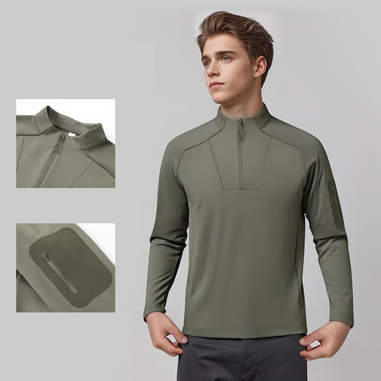 Wenshuo Solid Color Training Top Wholesale Long Sleeve Sports Top Custom logo Outdoor Mens Top Factory Direct