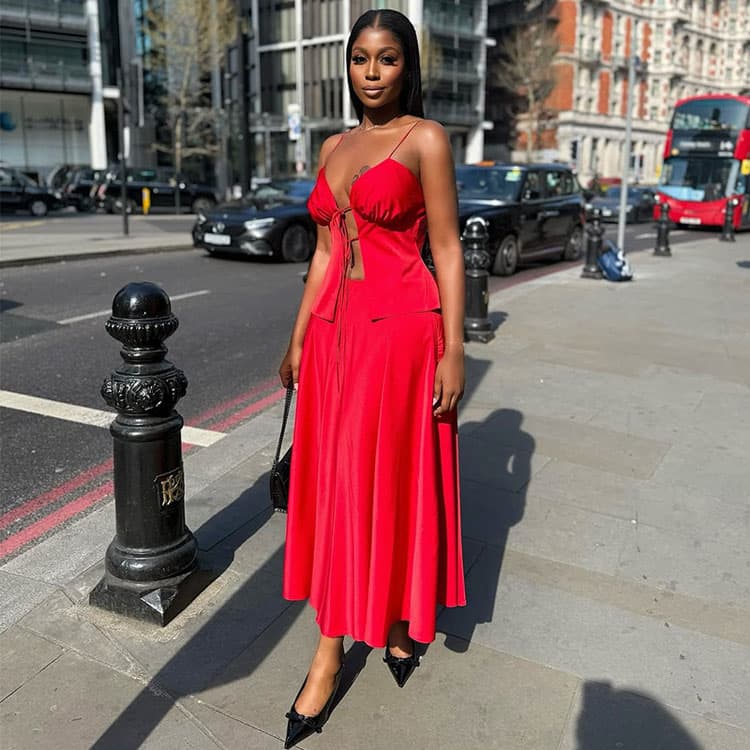 Women Suit 2025 Summer New Fashion Sexy Top and Skirt Set Sexy Camisole High Waist Skirt Suit Backless Women Casual Dress