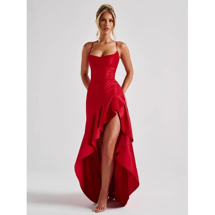 Summer Bestseller Sexy Strappy Dresses Backless Ruffled Irregular Dresses