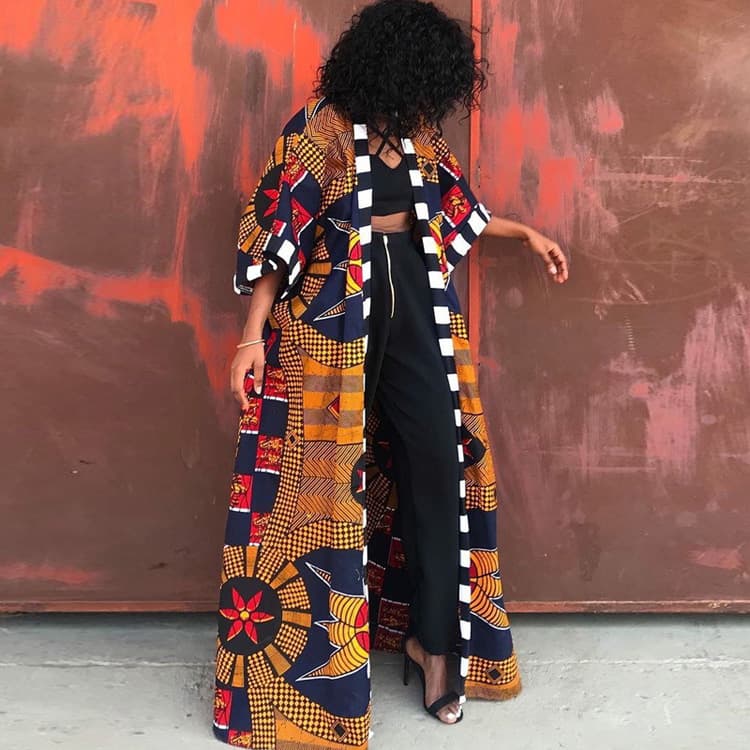 New Long Sleeve Short Dress Windbreaker National Wind Jacket Long Print Windbreaker
